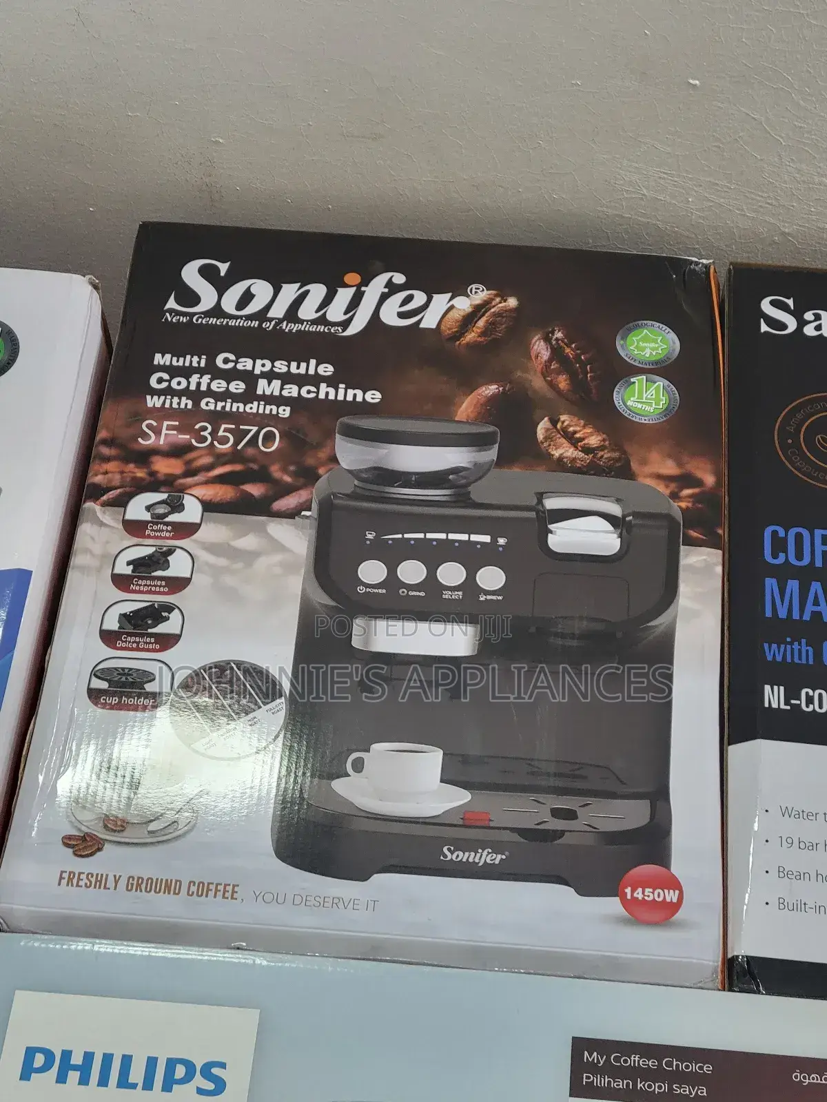 Multi Capsule Sonifer Coffee Maker With Grinder