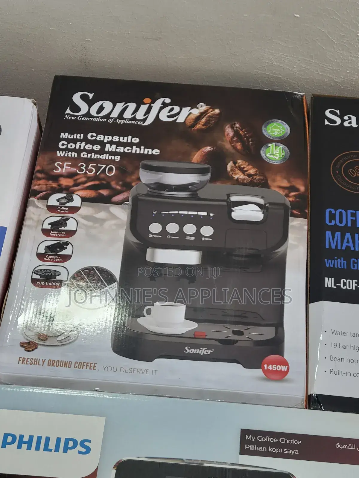 Multi Capsule Sonifer Coffee Maker With Grinder