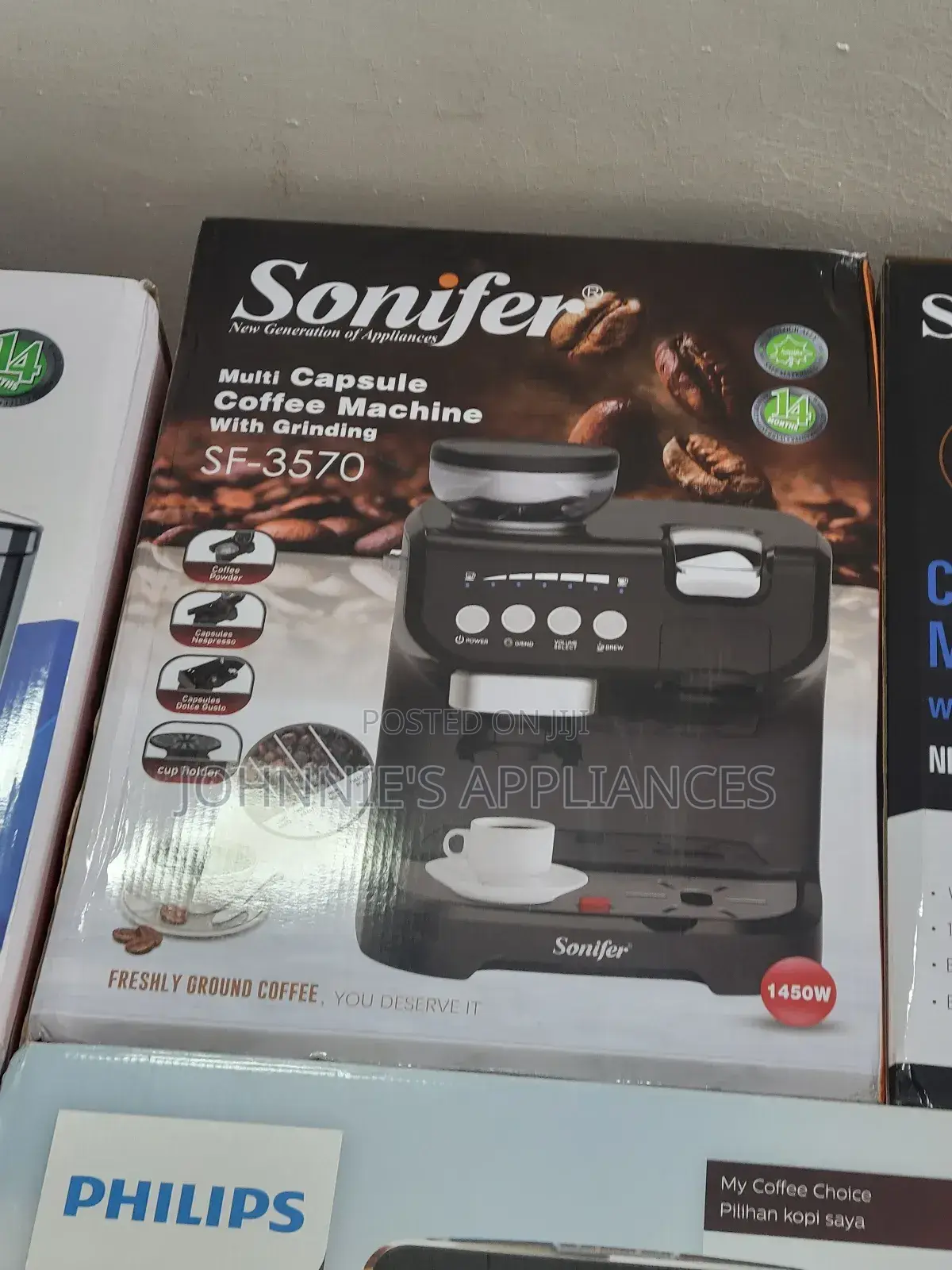 Multi Capsule Sonifer Coffee Maker With Grinder
