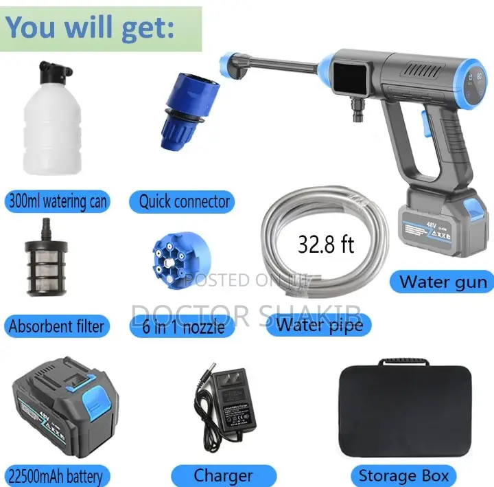 Portable High Pressure Cordless Power Car Cleaner Gun