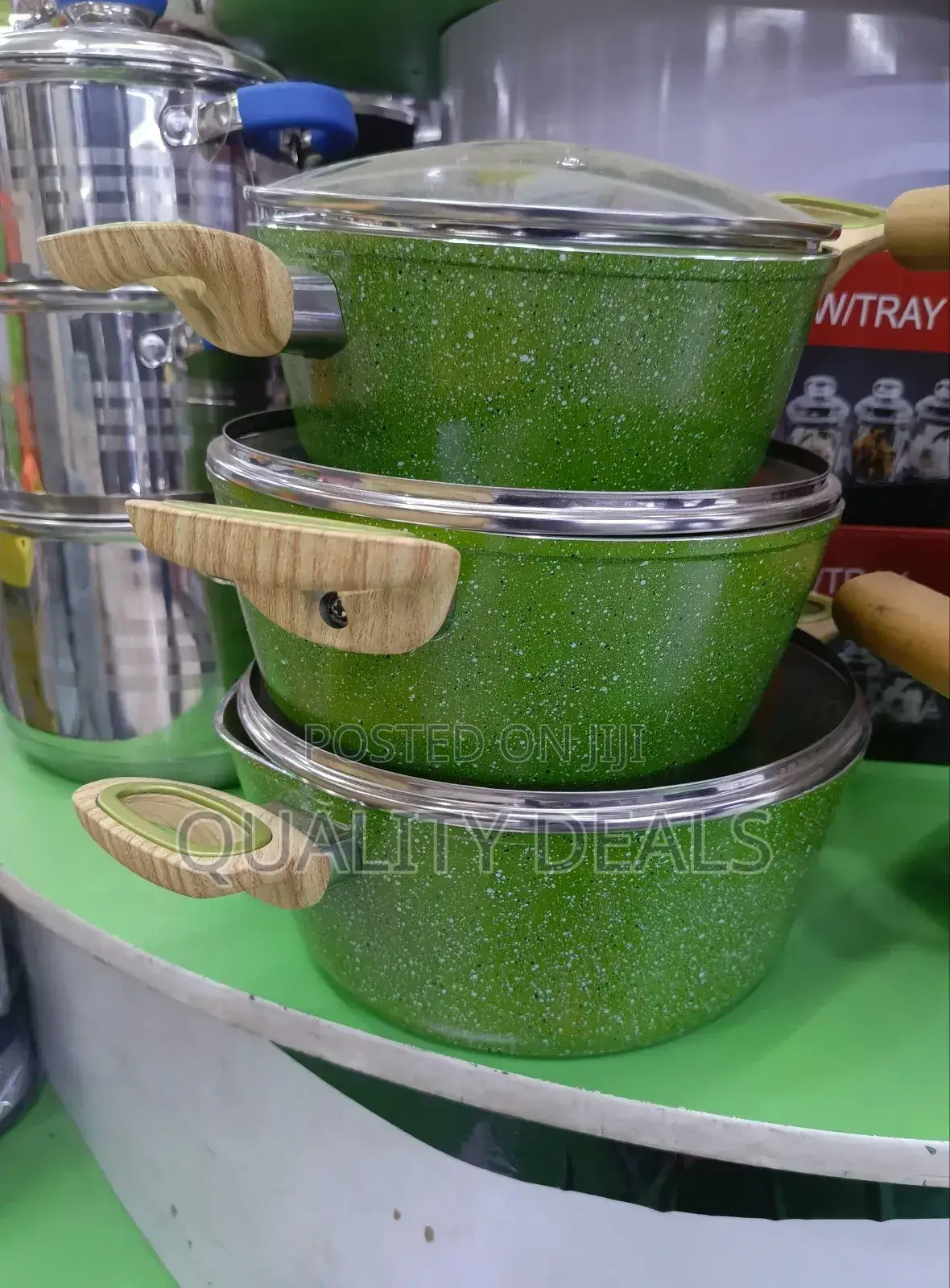 3pcs Granite Cookware Set With Wooden Handles