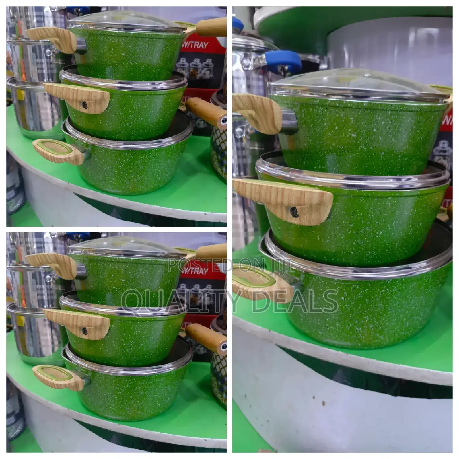 3pcs Granite Cookware Set With Wooden Handles