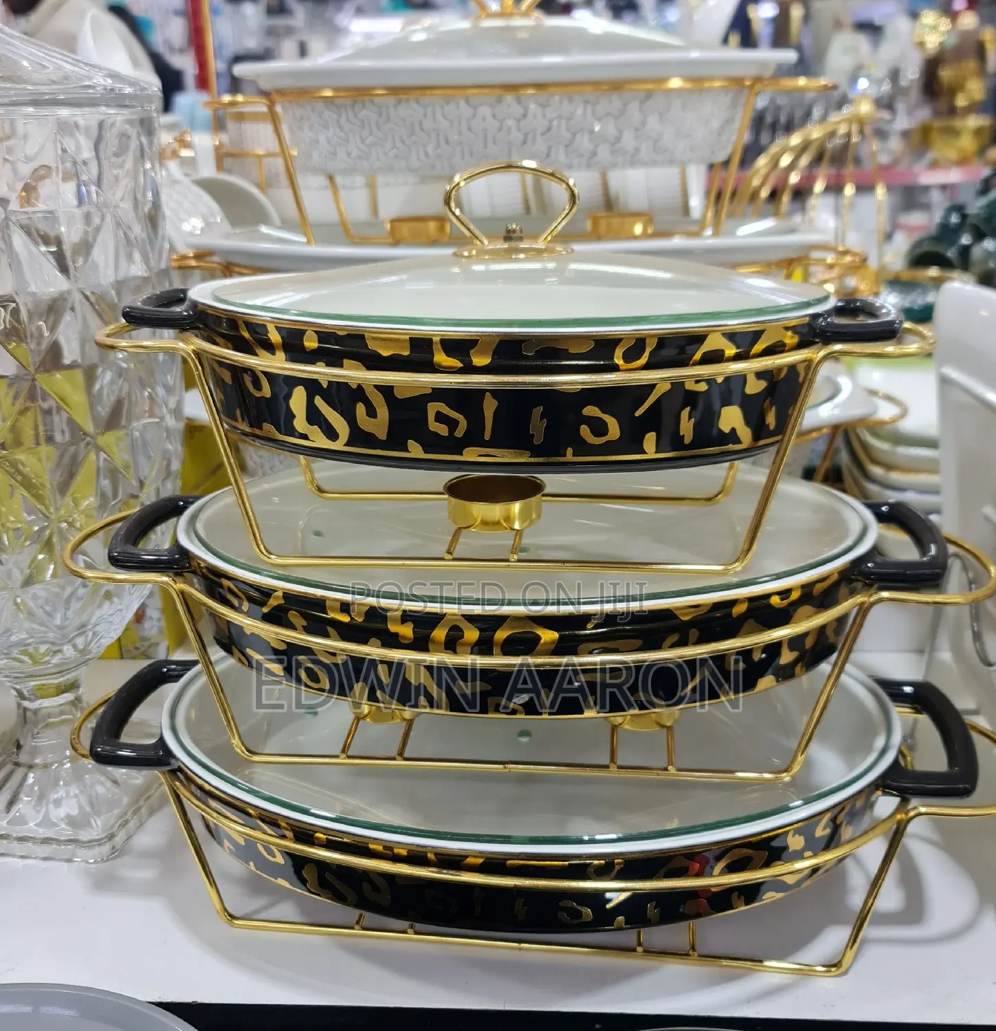 3pcs Rectangular Chafing Dishes With Stands