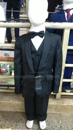 5 Piece Suit Satan Shawl Collar Matching Shirt and Bow Tie