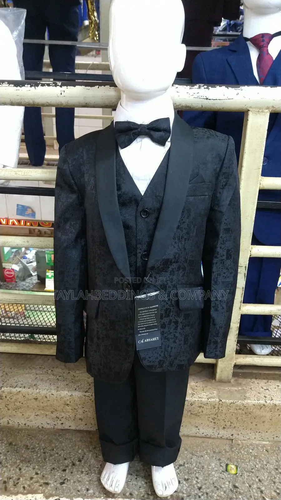 5 Piece Suit Satan Shawl Collar Matching Shirt and Bow Tie