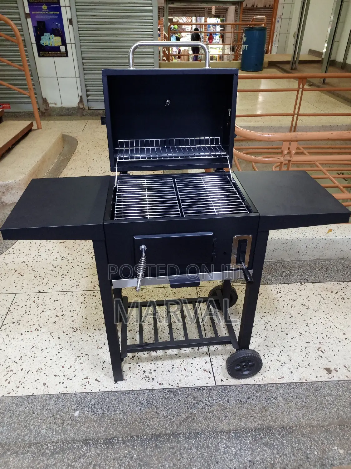 Outdoor Heavy Duty Charcoal Barbecue Grill Trolley