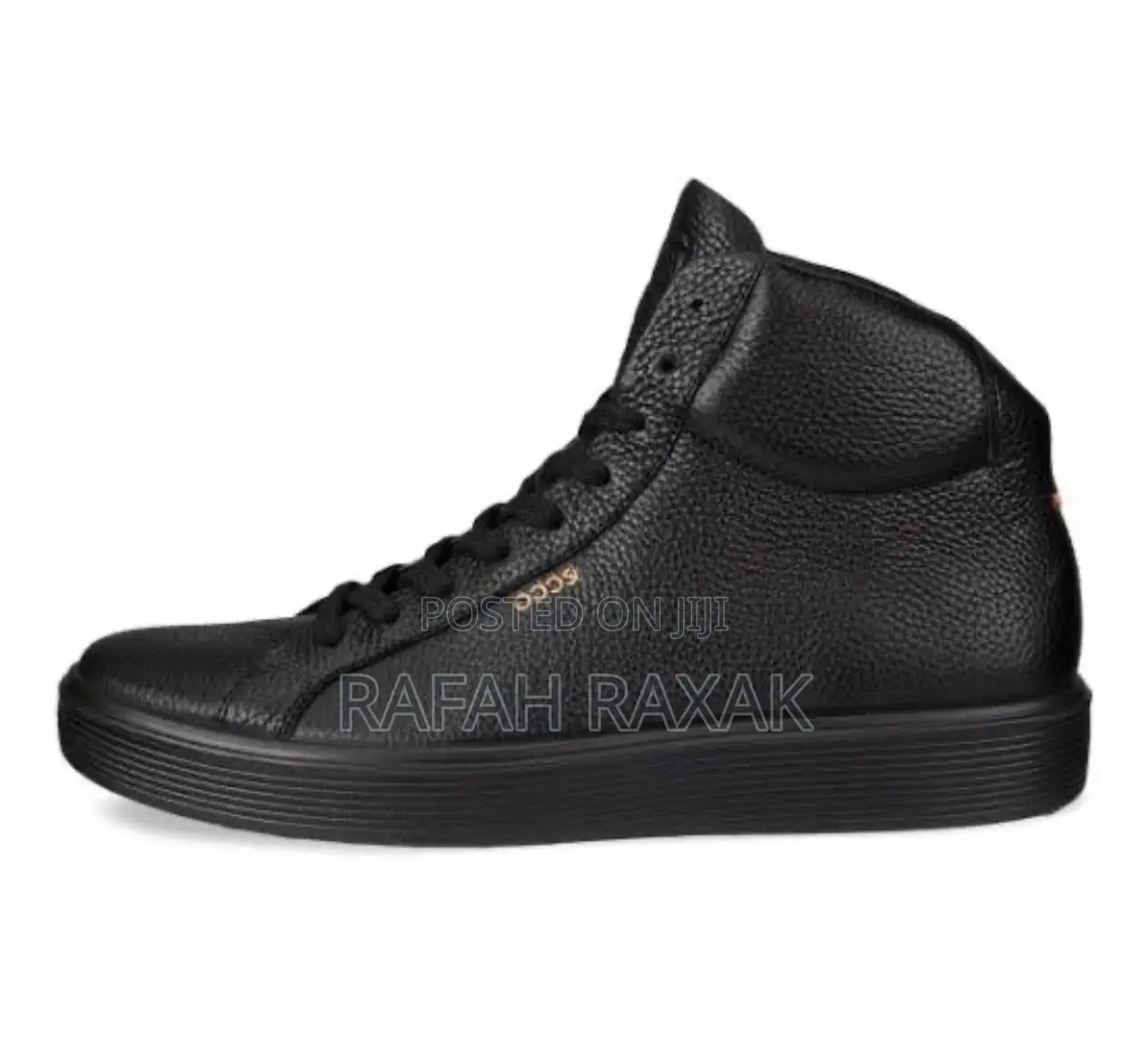 Original Triple Black Casual Ecco Leather High Top Sneakers