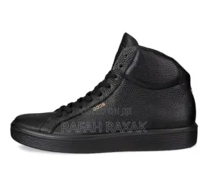 Original Triple Black Casual Ecco Leather High Top Sneakers