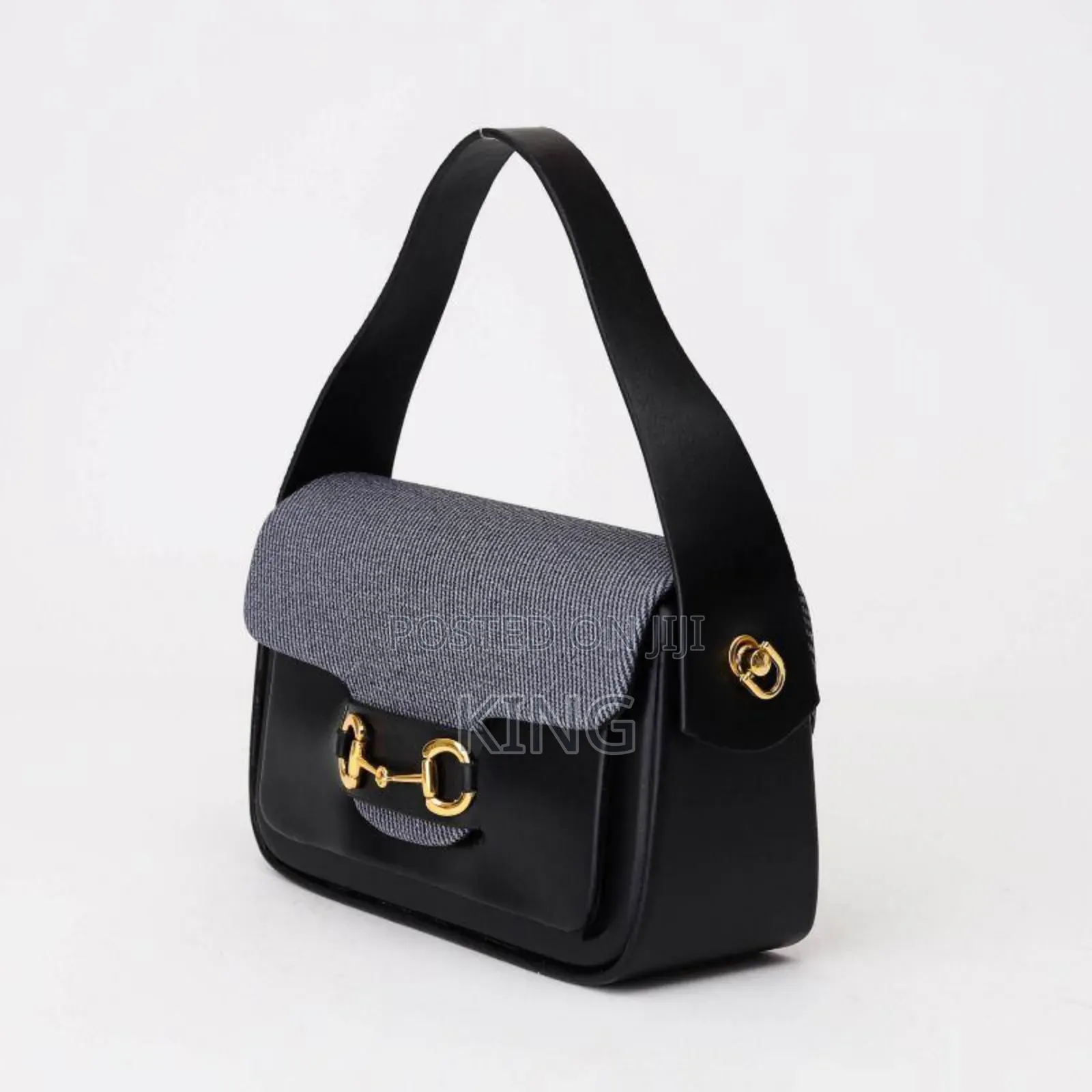 GUCCI Horsebit Leather Coated-Canvas Shoulder Bag