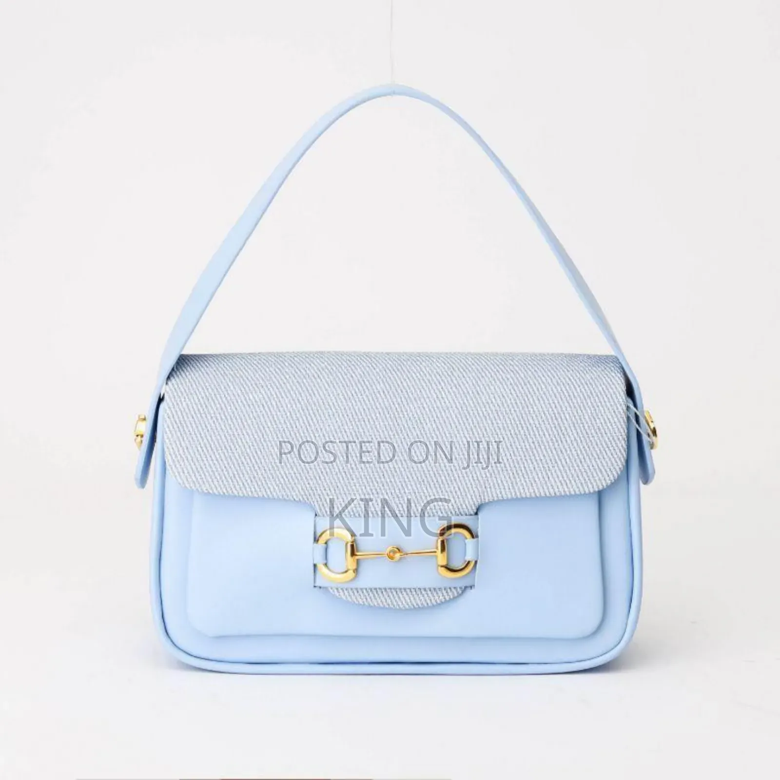 GUCCI Horsebit Shoulder Bag. Sky-Blue