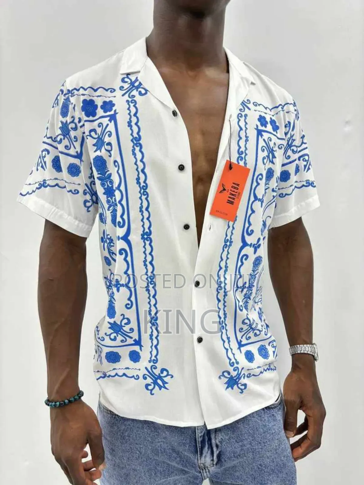 White Relaxed Fit Shirt With All Over Print