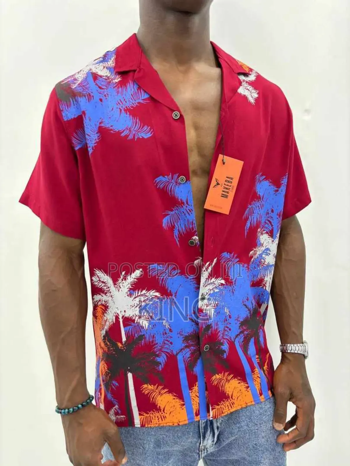 Red Relaxed Fit Shirt With Over Print