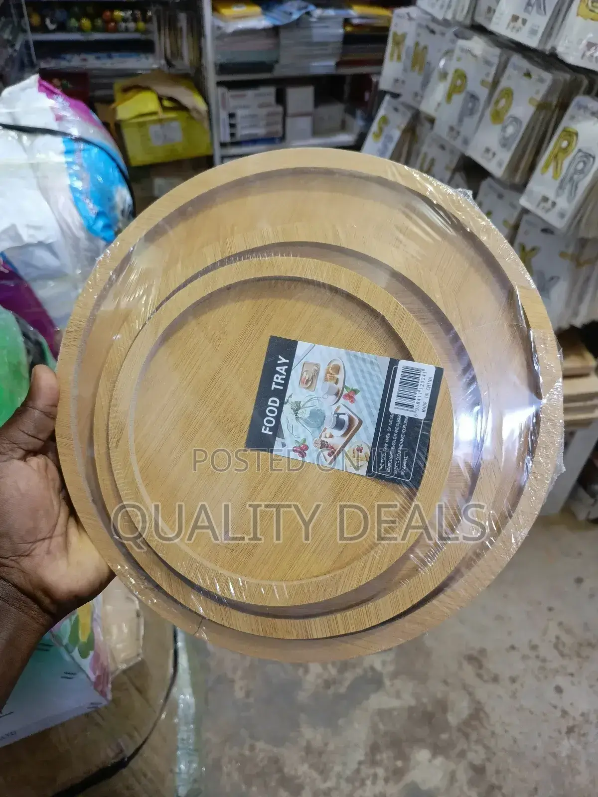 3pcs Wooden Food Round Trays/ Plates