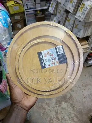 3pcs Wooden Food Round Trays/ Plates