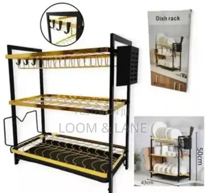 3tier Dish Drainer Rack With a Gold Outer Lining