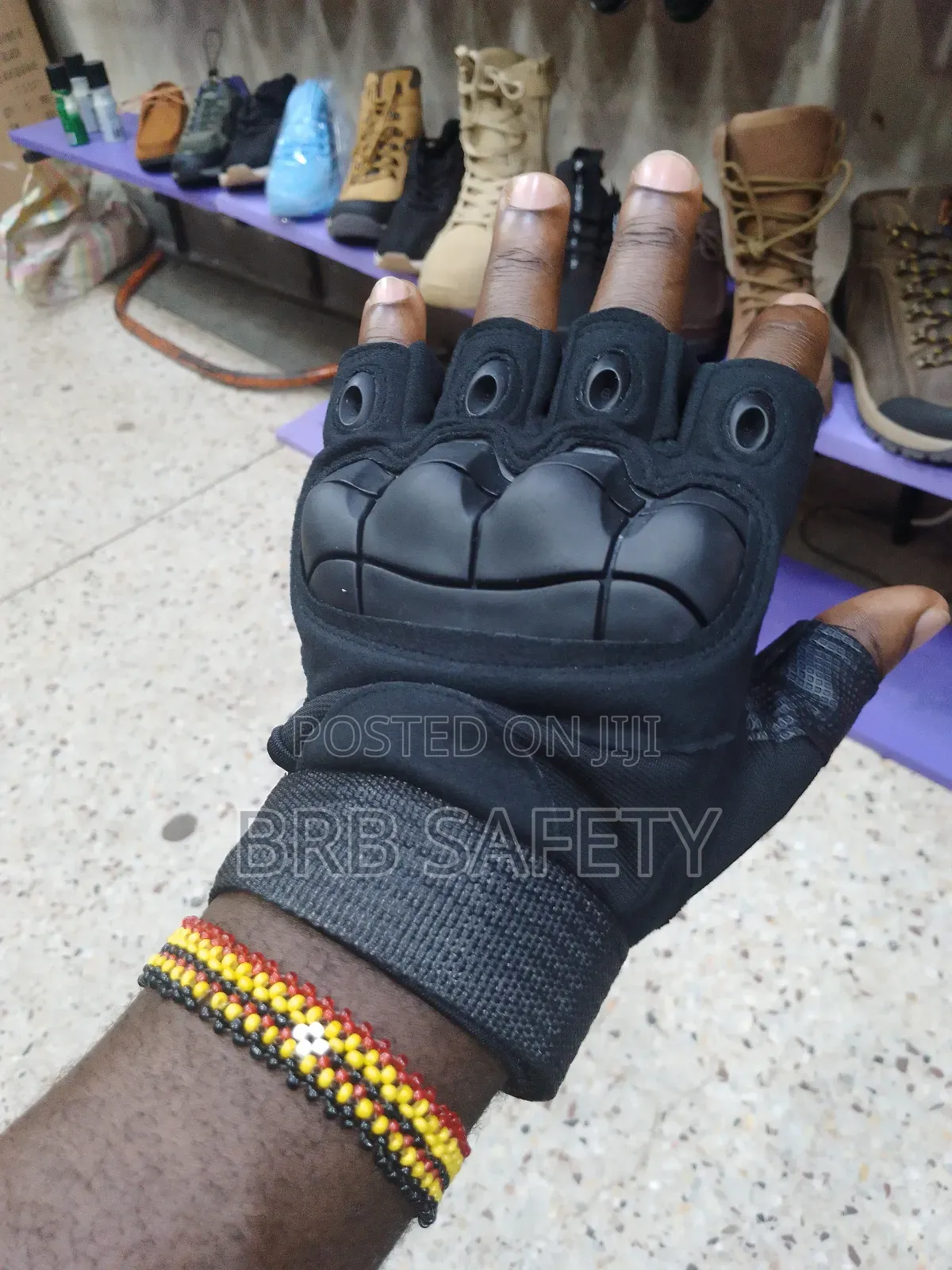 Half Finger/ Black Leather Gloves