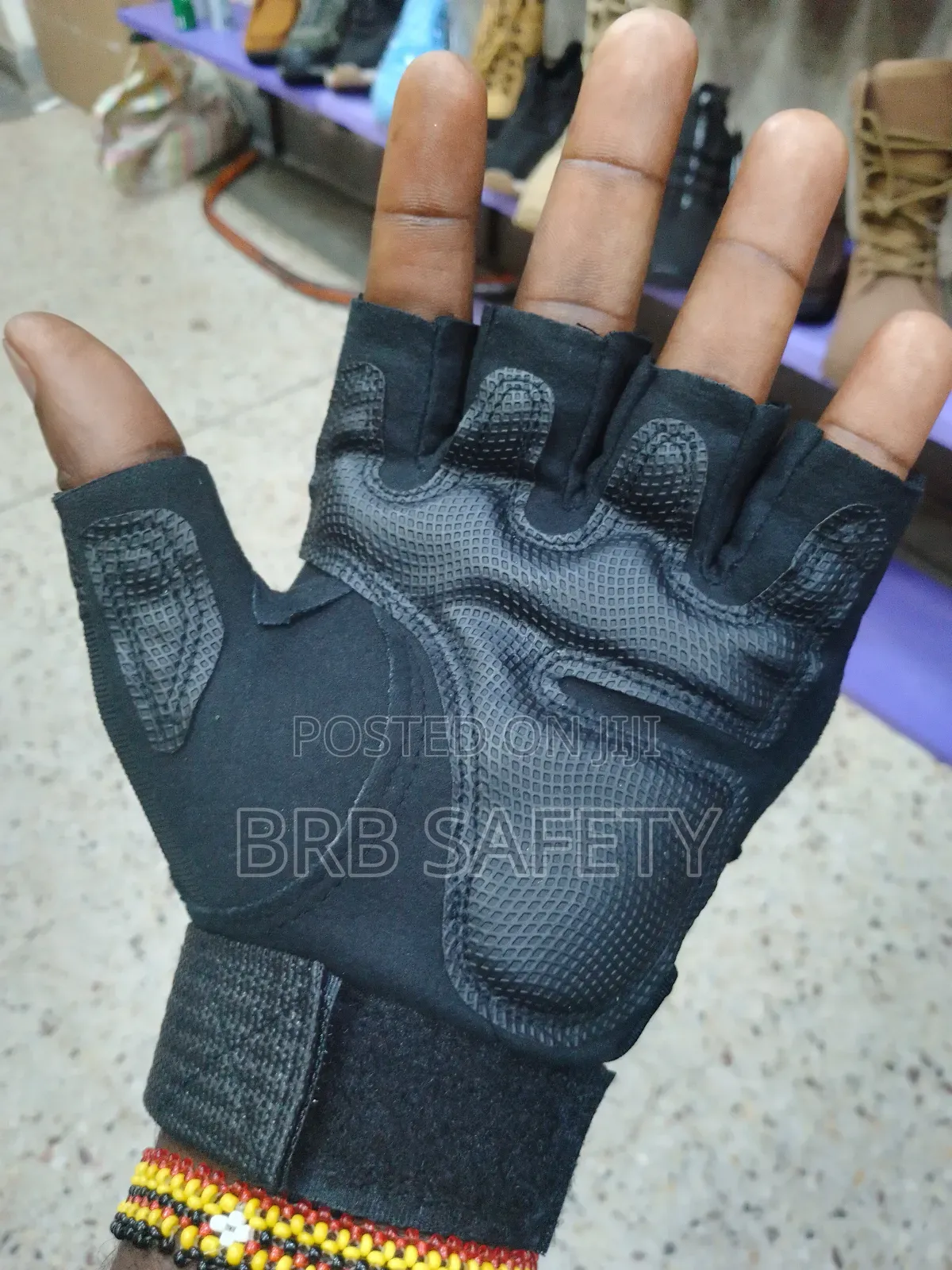 Half Finger/ Black Leather Gloves