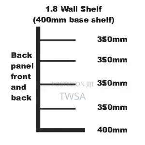 Wall Shelving 1.8m High With 400mm Base Shelf and 4 X 350mm