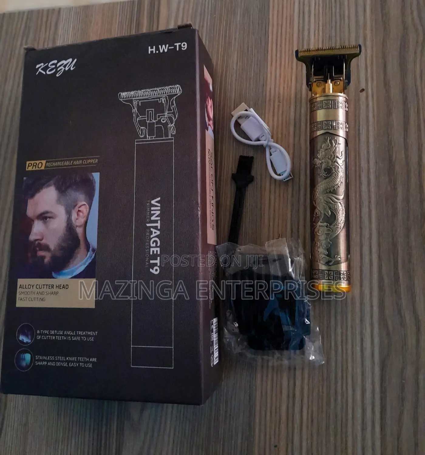 Vintage T9 Rechargeable Gold Hair Clippers Beard Trimmer