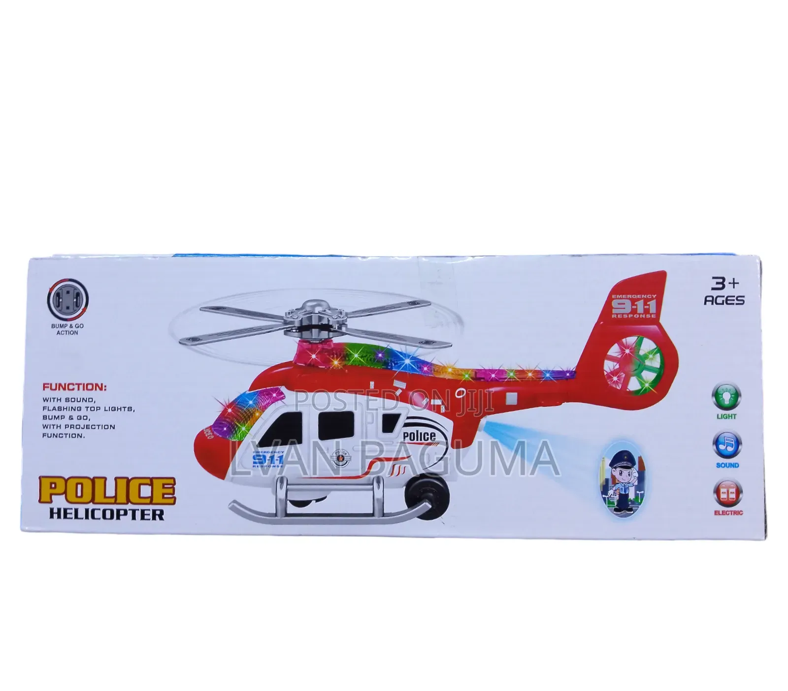 Police Helicopter Toy - Sounds, Flashes Lights