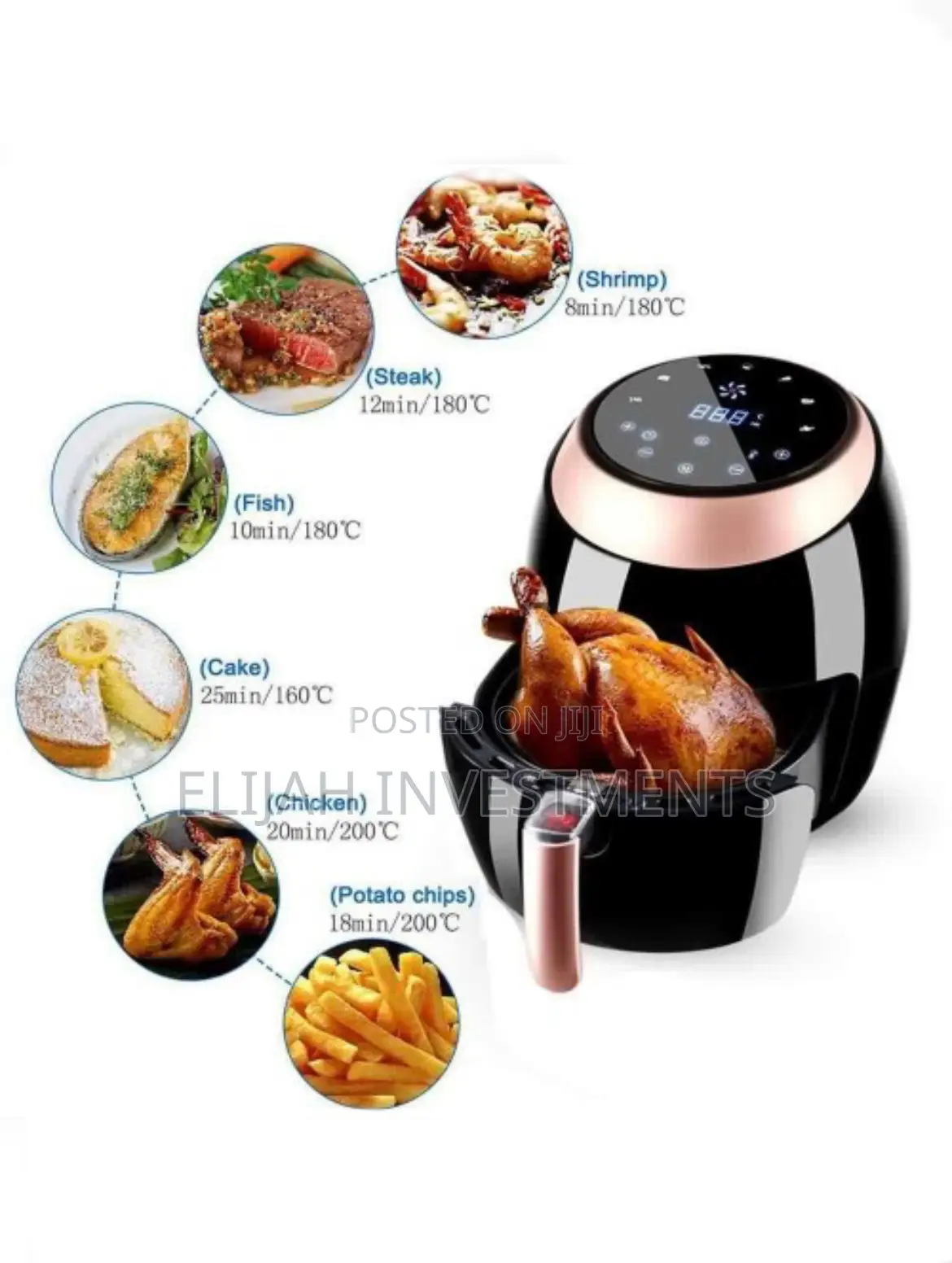 Hoffmans 6L Electric Air Fryer Healthy Fried Food Oil Free