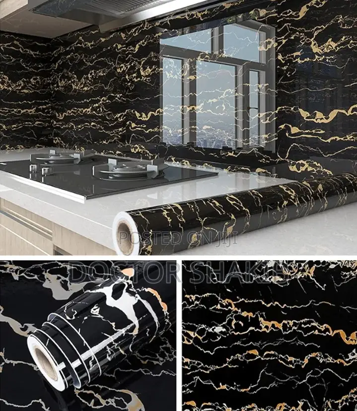 Granite Black Marble Gloss Self Adhesive Sticker