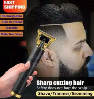 Rechargeable Metal Simple Style Hair Clipper Black Gold