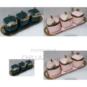 3 PCS Ceramic Sugar Bowl Set
