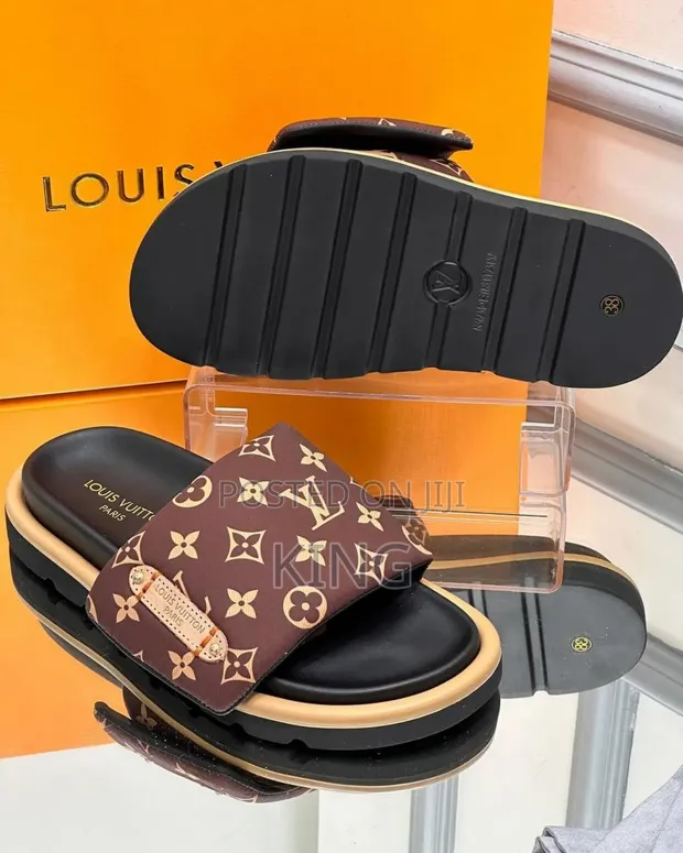 Brown Louis Vuitton Pillow Slides in Central Division Shoes