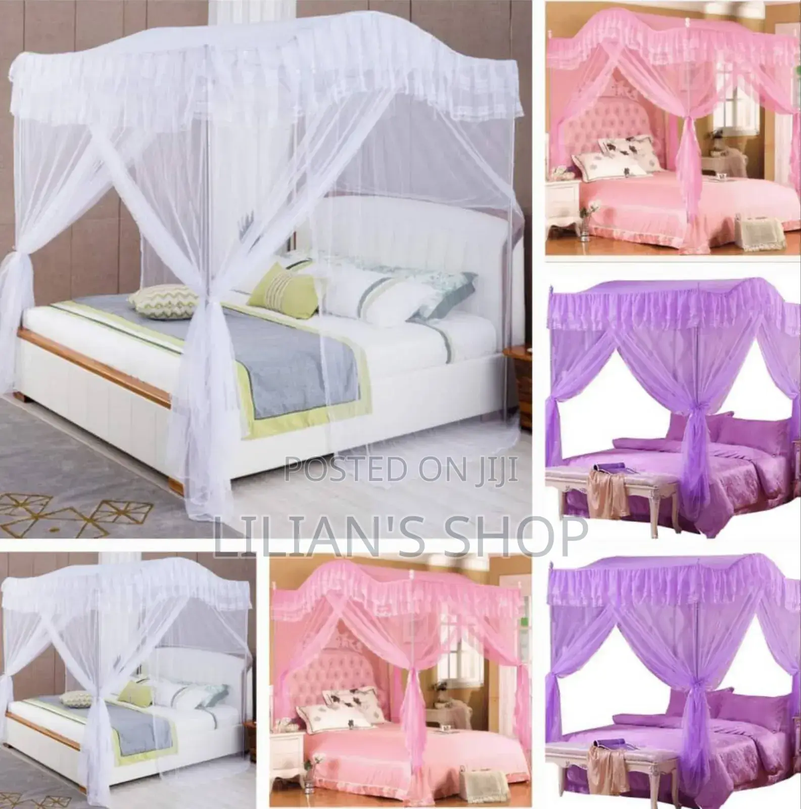 Luxury Curved Mosquito Net With 4 Metallic Stand