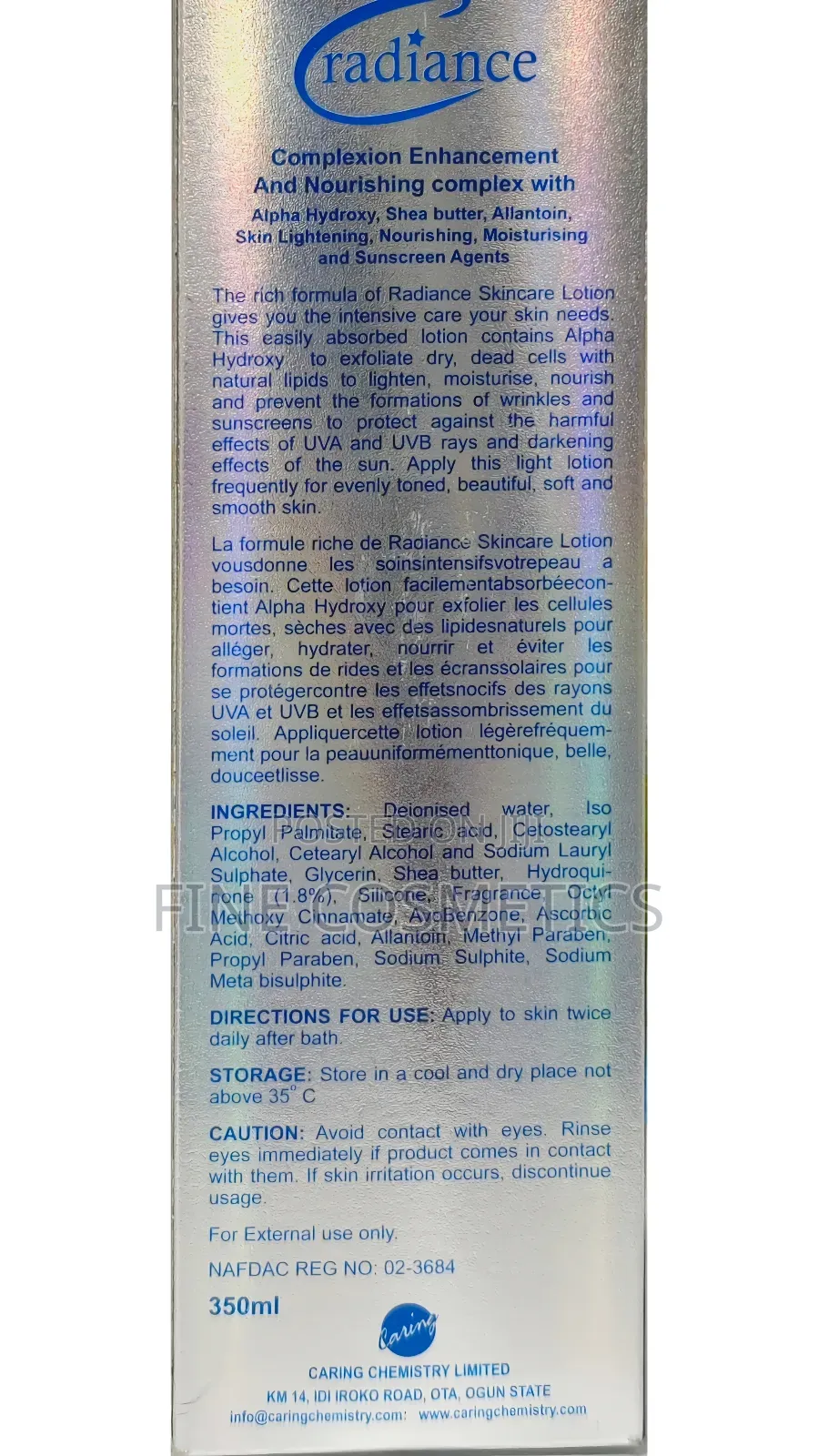 Radiance Lotion Complexion Enhancement Nourishing Lotion 350