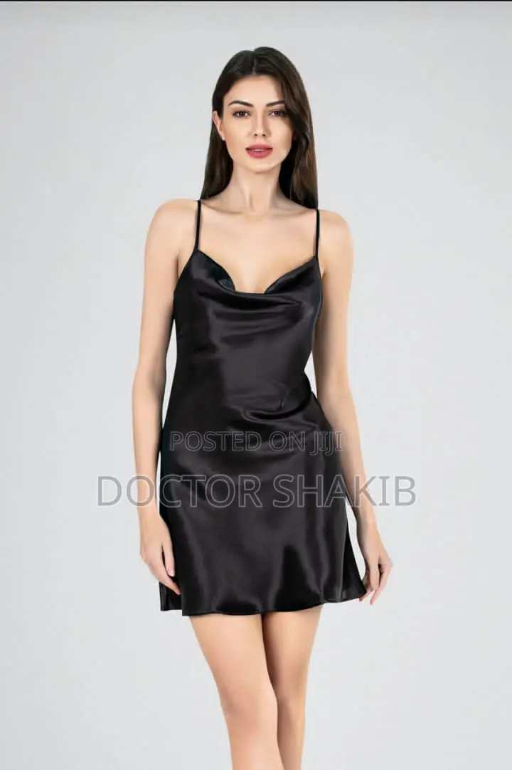 Draped Neck Satin Cami Dress
