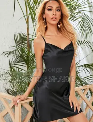 Draped Neck Satin Cami Dress