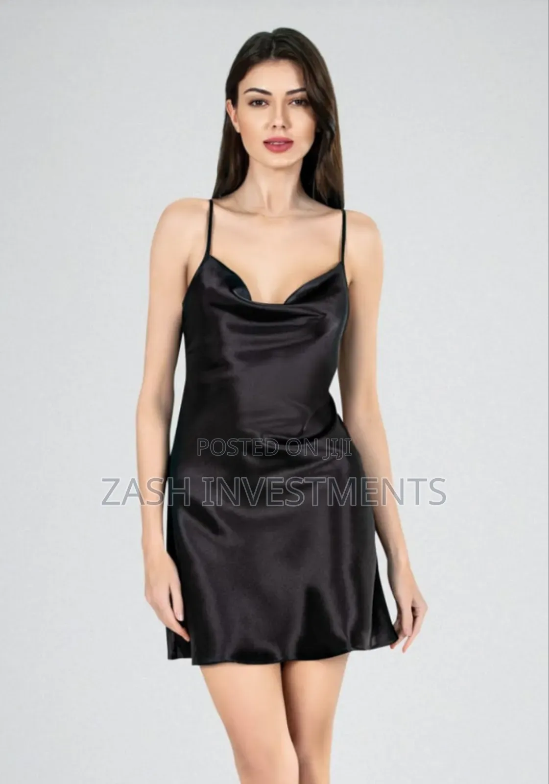 Draped Neck Satin Cami Dress