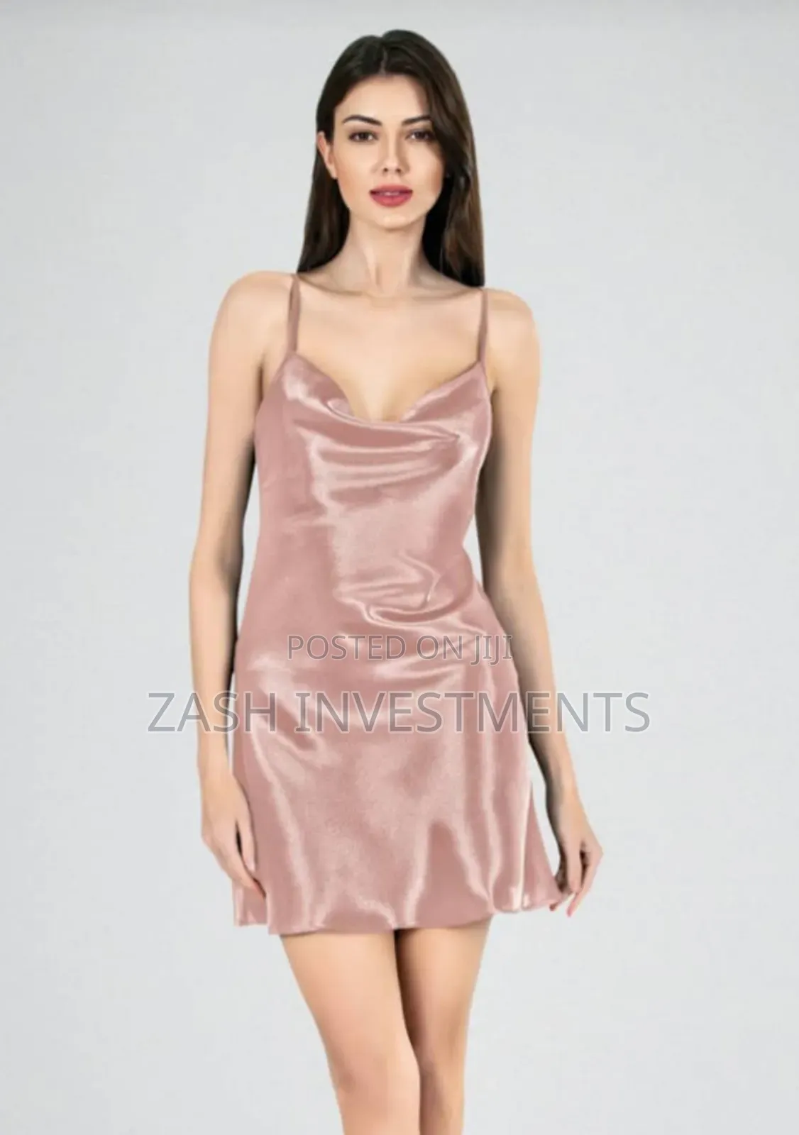 Draped Neck Satin Cami Dress