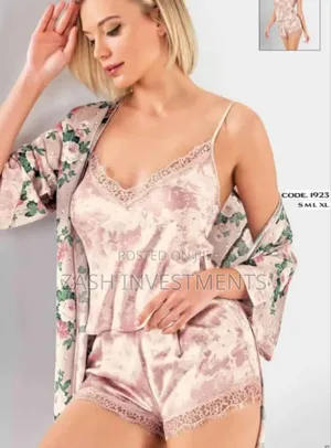 Photo - 3 Pieces Shorts Set Patterned Sleep Wear