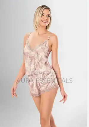3 Pieces Shorts Set Patterned Sleep Wear