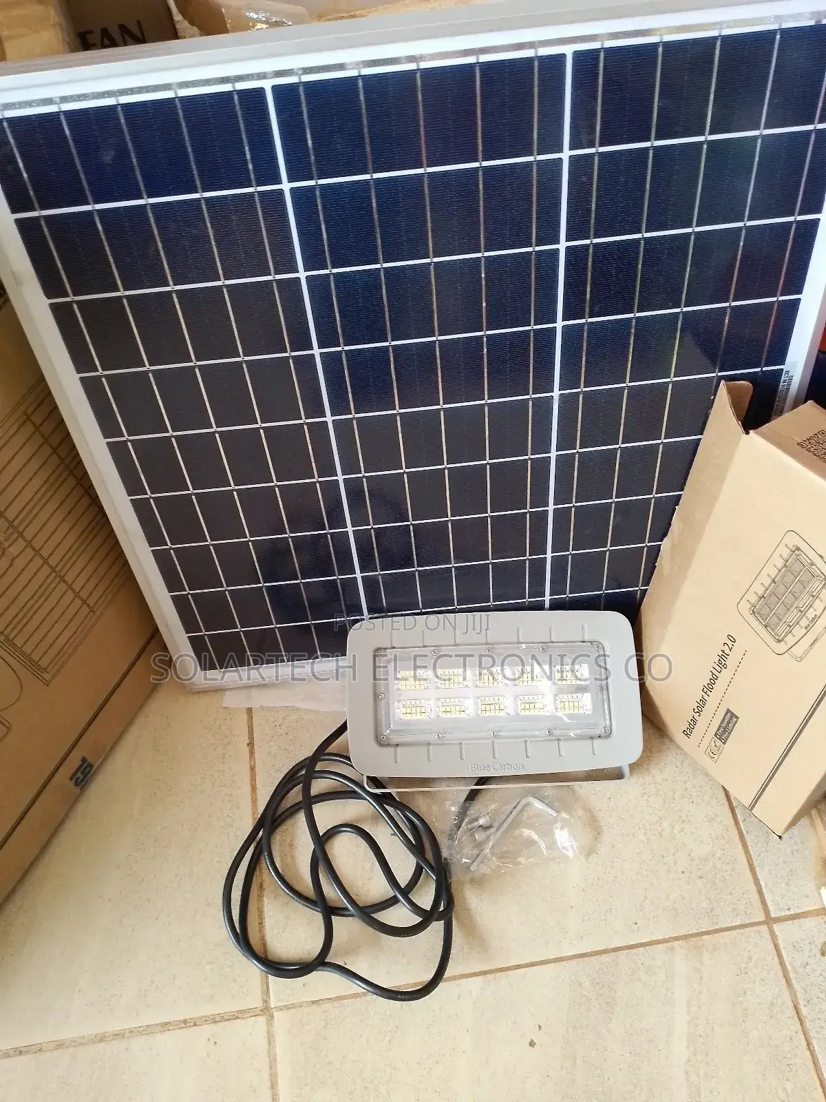2.0 Radar Blue Carbon Solar Flood Lights SEC