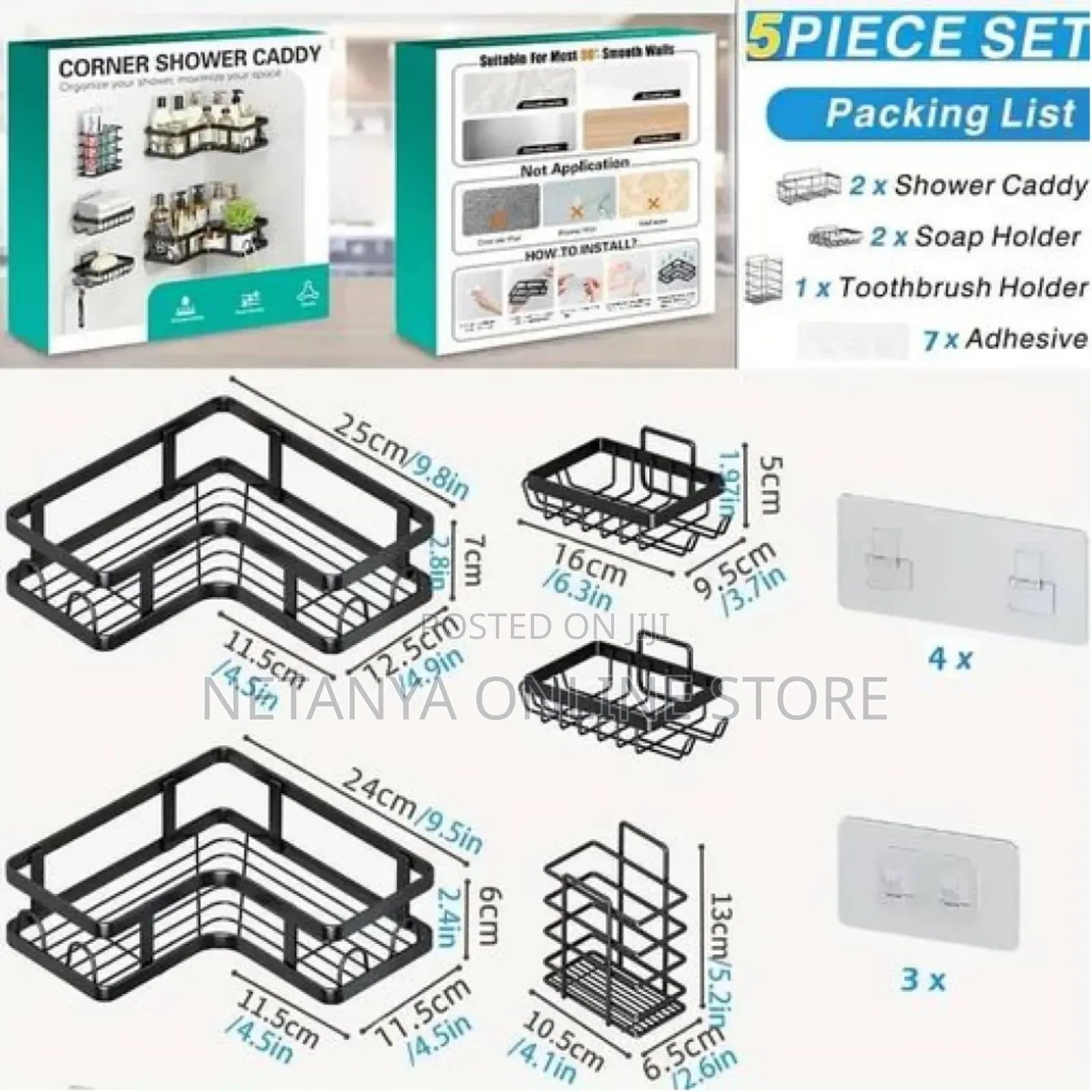 5pcs Corner Shower Rack