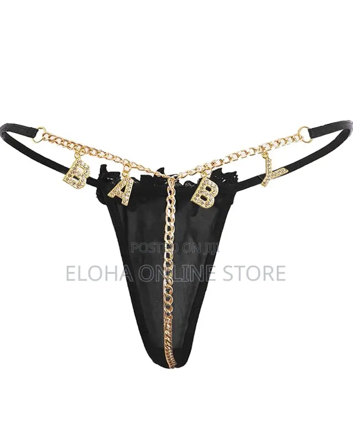 Rhinestone Letter Waist Chain G-String