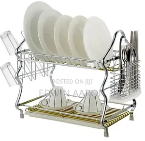 Stylish Silver Stainless Steel Dish Rack (2 Layers)
