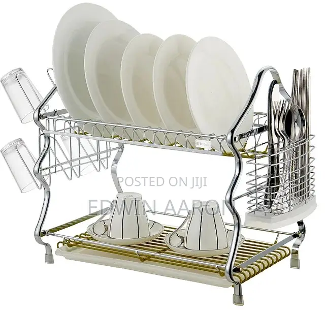 Stylish Silver Stainless Steel Dish Rack (2 Layers)