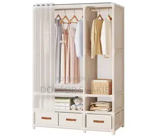 Photo - Portable Bedroom Clothes Hanger Storage Cabinet