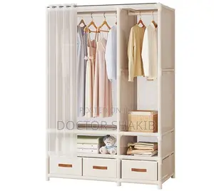 Portable Bedroom Clothes Hanger Storage Cabinet