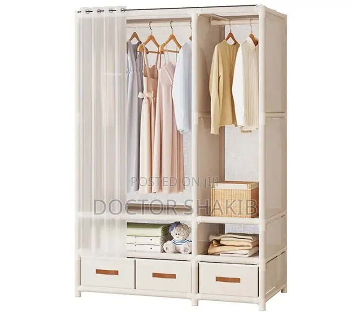 Portable Bedroom Clothes Hanger Storage Cabinet