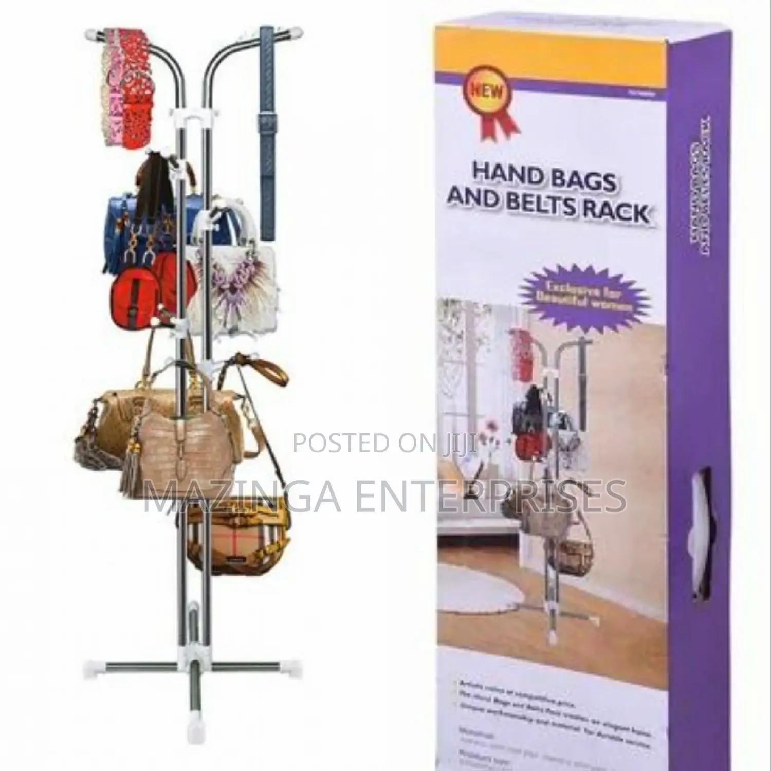 Stainless Steel Clad Pipe Handbags and Belts Rack