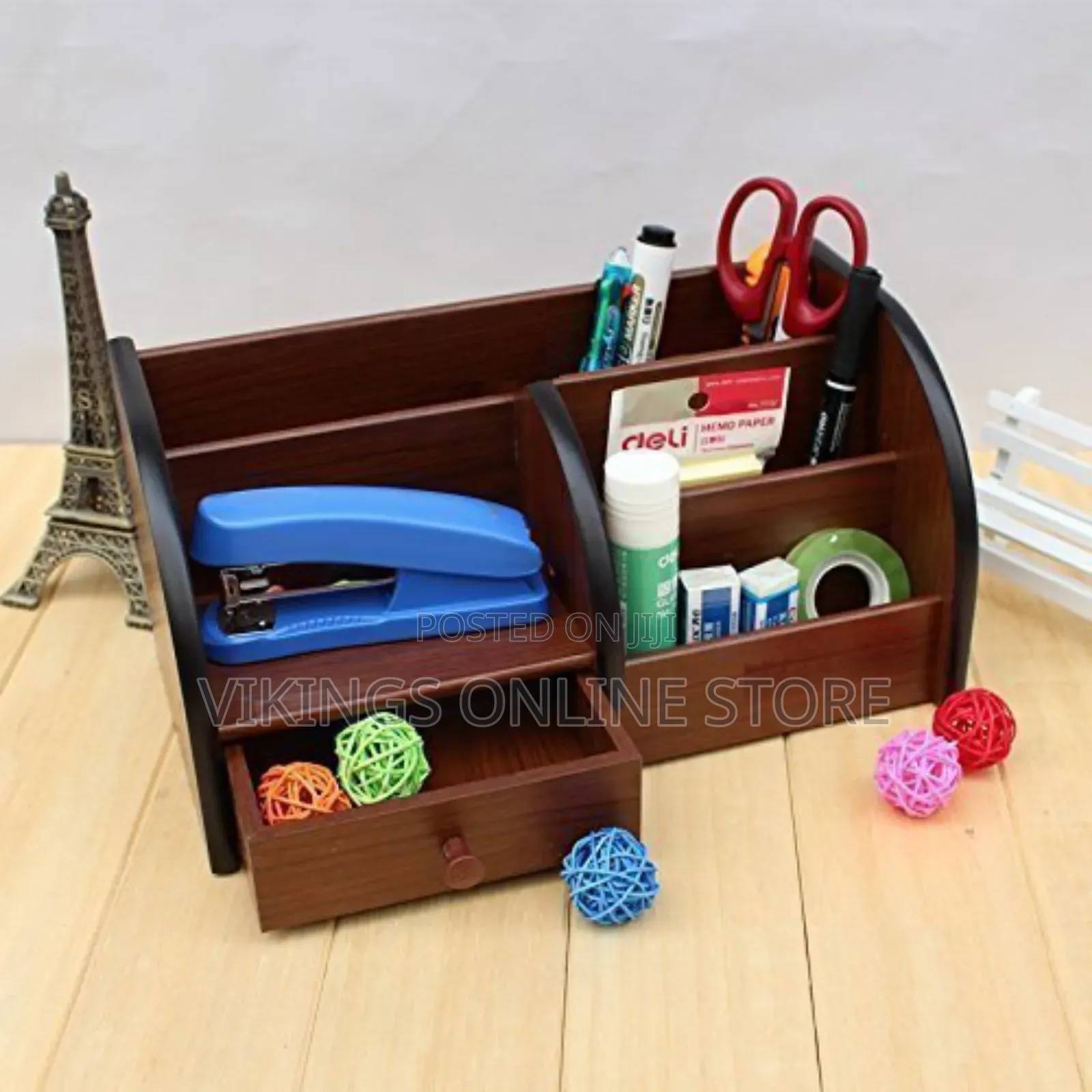Multi Functional Wooden Desk Pen Organizer