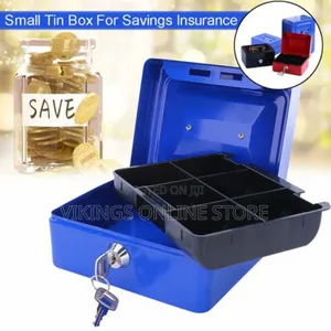 6" Inch Small Key Lock Petty Cash / Piggy Money Box Tin Safe