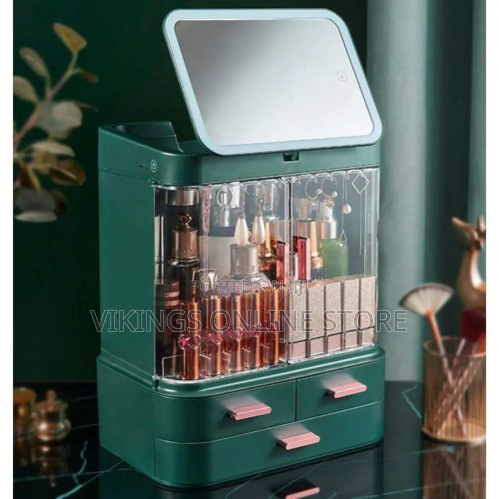 Makeup Box Jewelry Box Organizer Storage Green