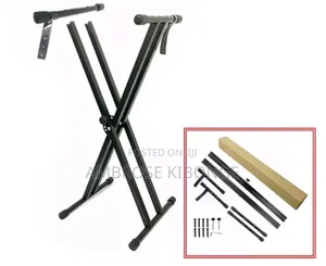 Boxed Heavy Duty Adjustable Double Bar Metal Keyboard Stand